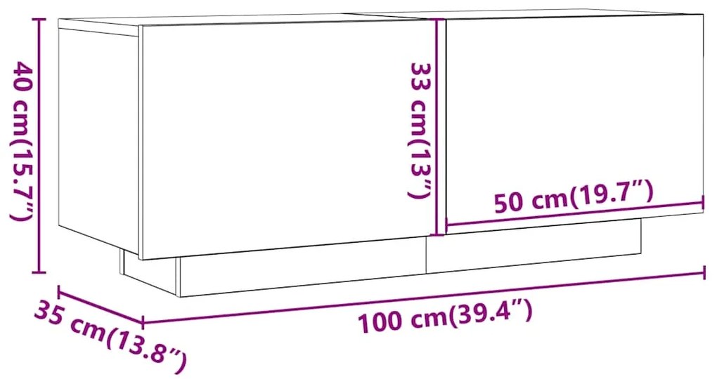 Móvel de TV 100x35x40 cm contraplacado cinzento cimento