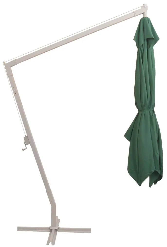 Guarda-sol suspenso com poste de alumínio 300x300 cm verde
