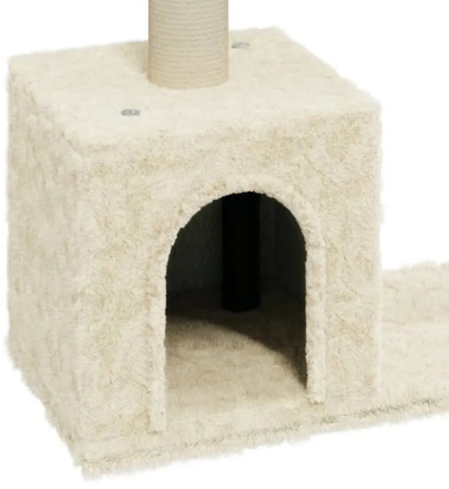 Árvore para gatos c/ postes arranhadores sisal 60 cm cor creme
