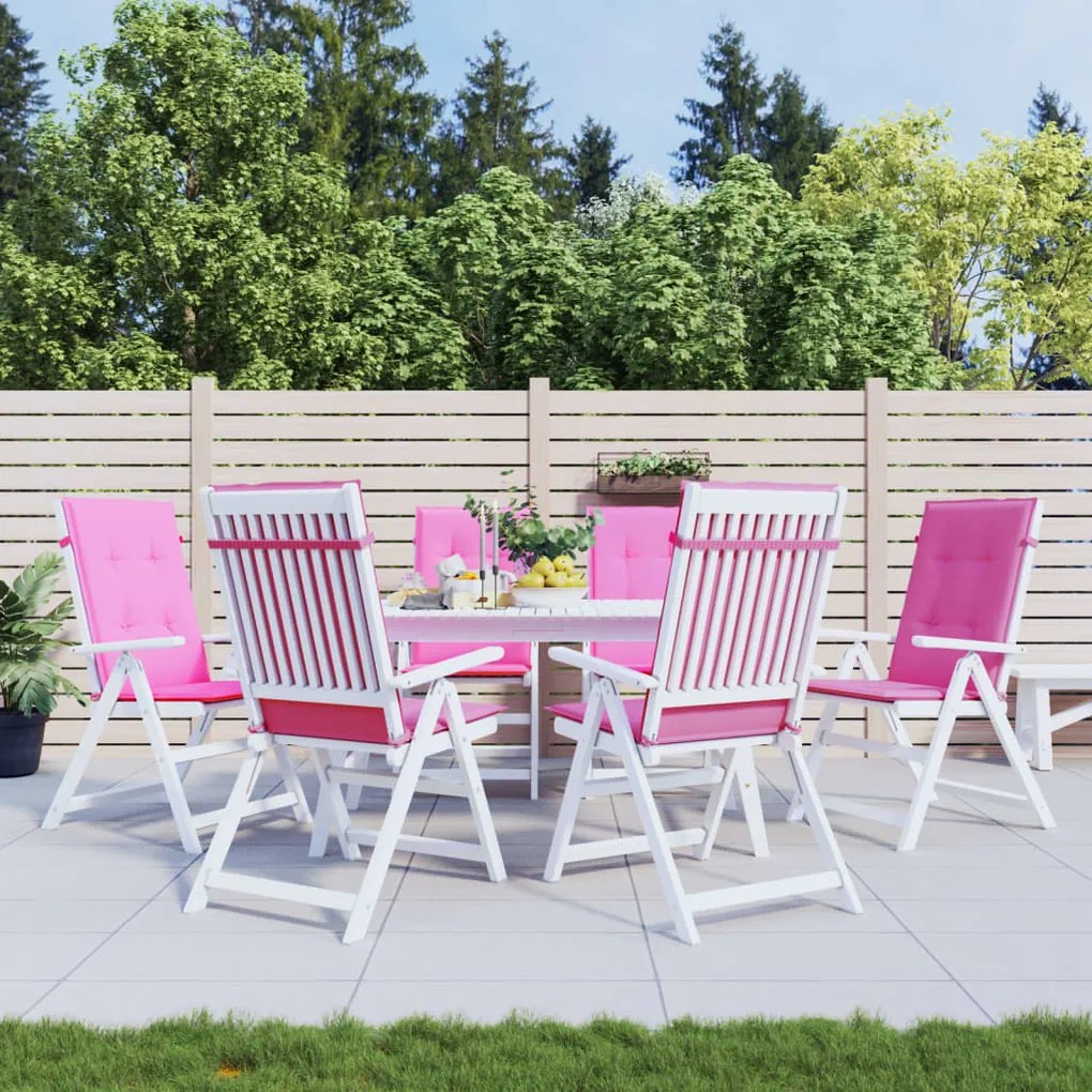 vidaXL Almofadões cadeira de encosto alto 6 pcs tecido rosa