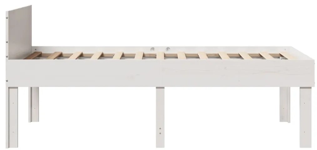 Cama sem colchão 75x190 cm madeira de pinho maciça branco