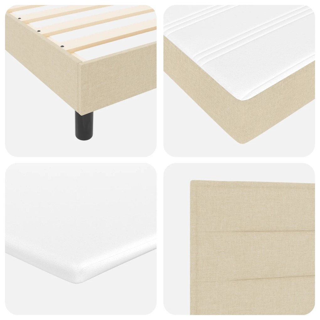 Cama Box com Colchão Creme 120x190 cm Tecido