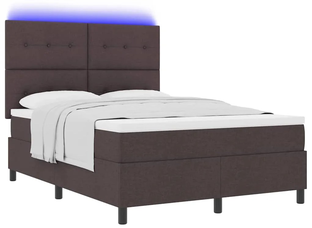 Cama Box com Colchão e LED Marrom Escuro - 140 x 190 cm