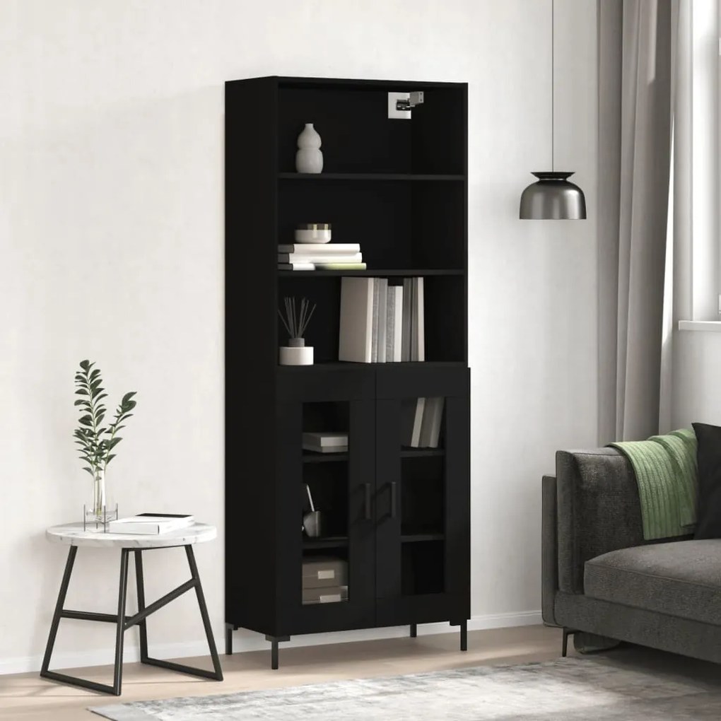 vidaXL Armário alto 69,5x34x180 cm derivados de madeira preto