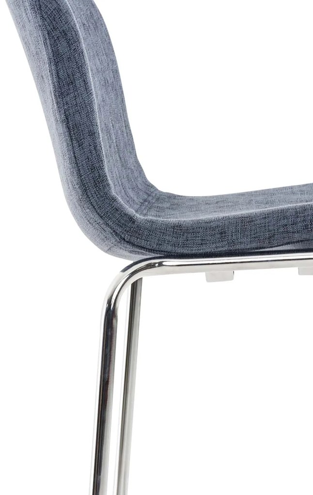 Conjunto de 2 bancos de bar Hoover em tecido e com estrutura cromada 43 x 100 x 48 cm Azul