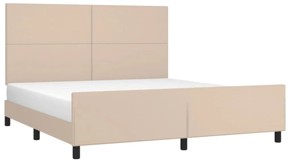 Estrutura cama cabeceira 160x200 cm couro artificial cappuccino