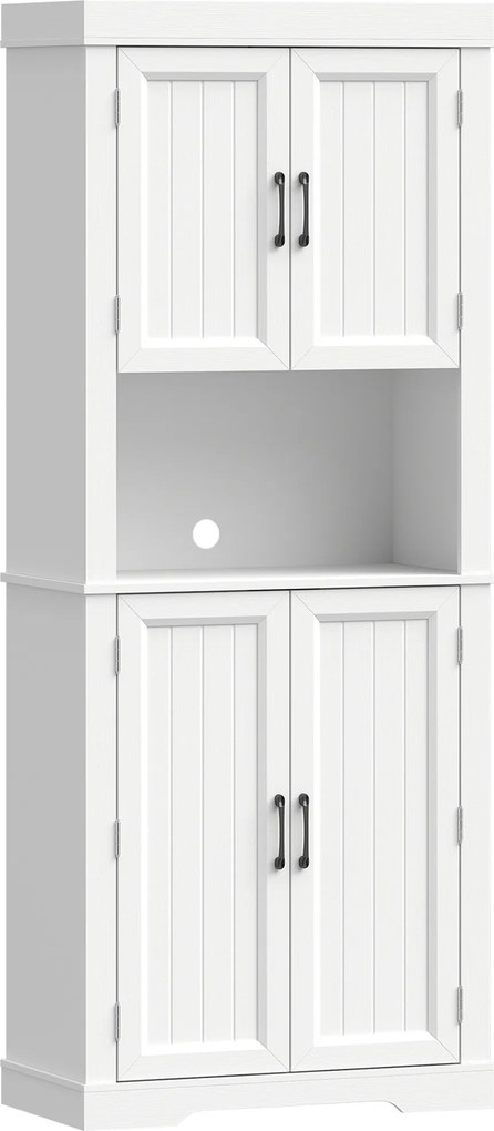 HOMCOM Armário Despensa de Cozinha com Espaço para Micro-ondas 183 cm Branco | Aosom Portugal