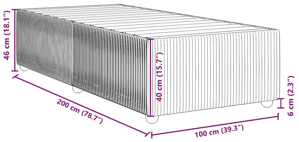 Estrutura de cama 100x200 cm veludo azul