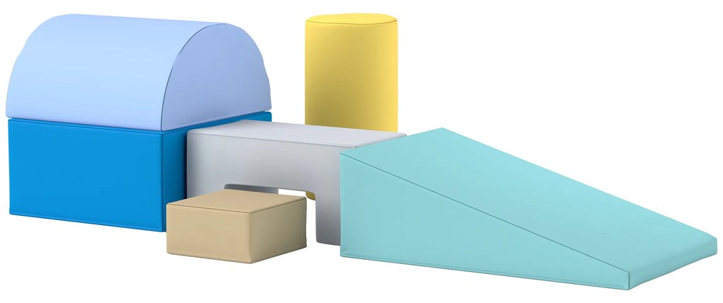 AIYAPLAY Conjunto de 6 Blocos de Espuma para Crianças Blocos de Construção Brinquedo de Aprendizagem para Escalar e Gatear Multicor | Aosom Portugal