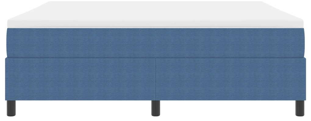 Cama Box com Colchão Azul, Super King, em Tecido Corduroy