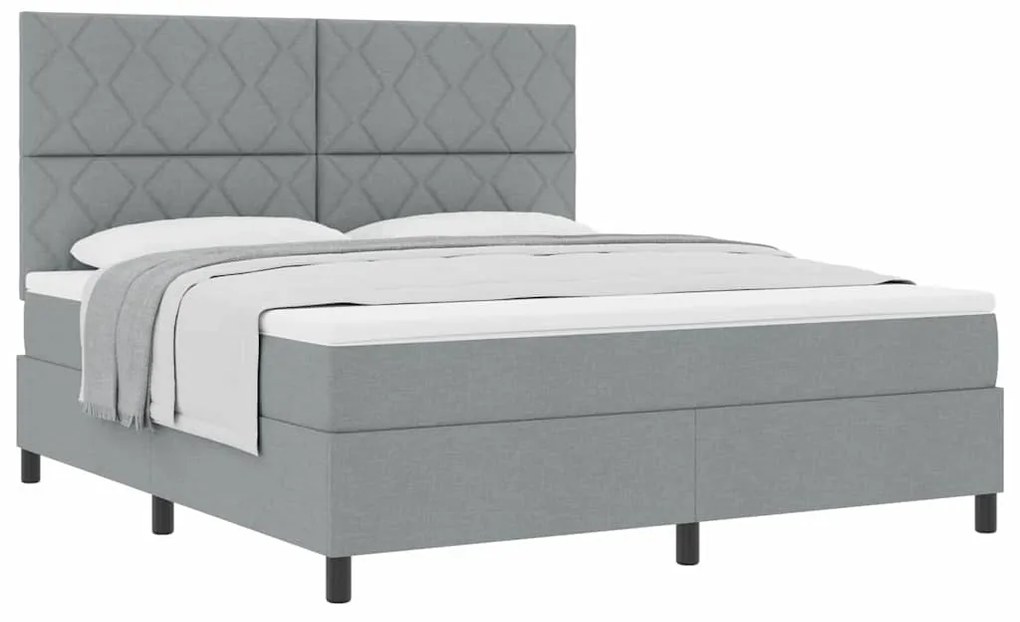Cama Box Spring com Colchão Cinza Claro Super King Tecido