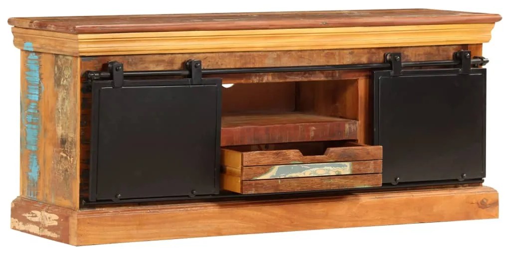 Móvel de TV 110x30x45 cm madeira recuperada maciça