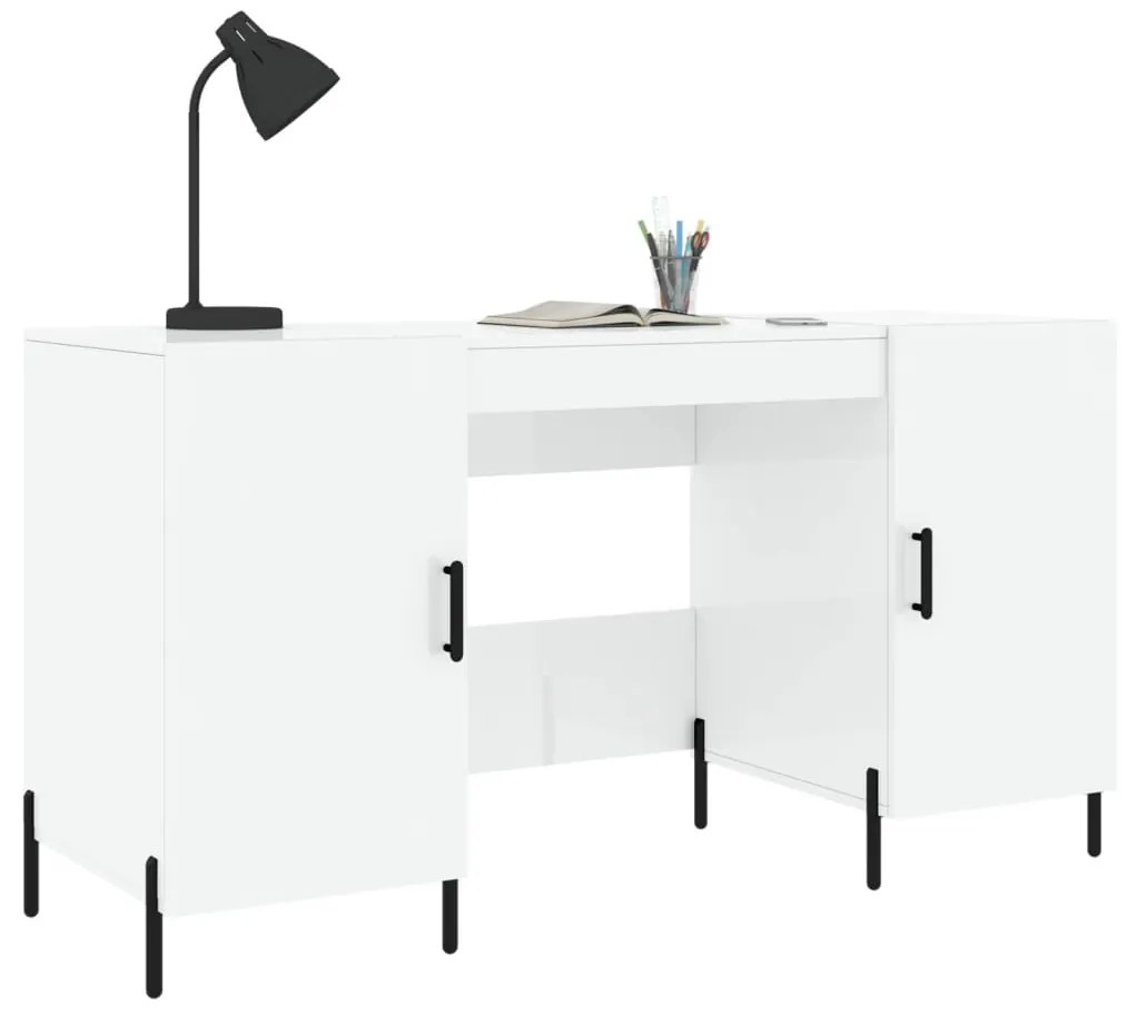 Secretária 140x50x75 cm derivados de madeira branco brilhante