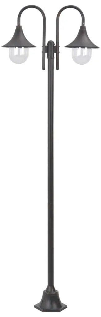 Candeeiro de pé p/ jardim c/ 2 braços E27 220cm alumínio bronze