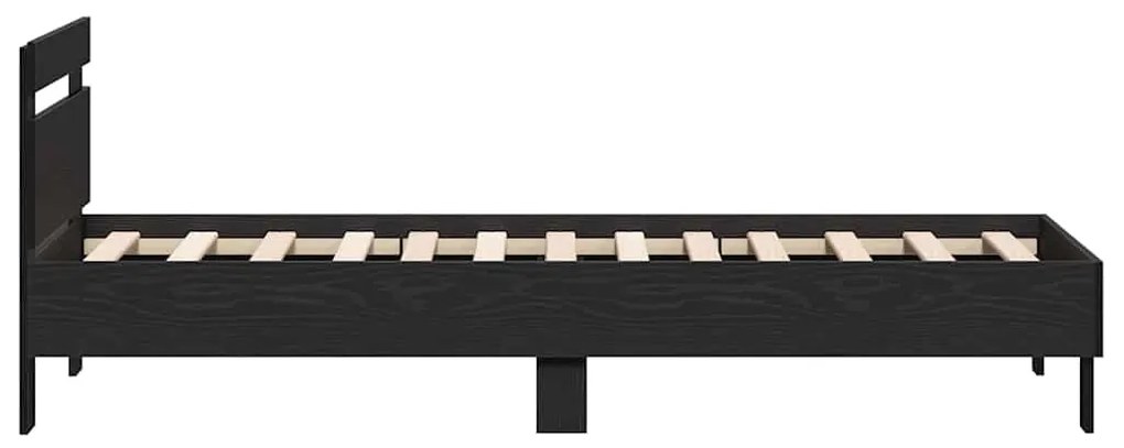 Cama da – Carvalho Preto, 90x190 cm, feita de madeira engenheirada.