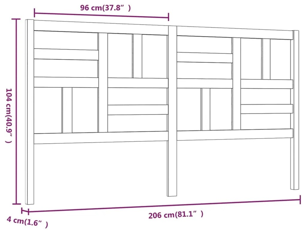 Cabeceira de cama 206x4x104 cm pinho maciço branco