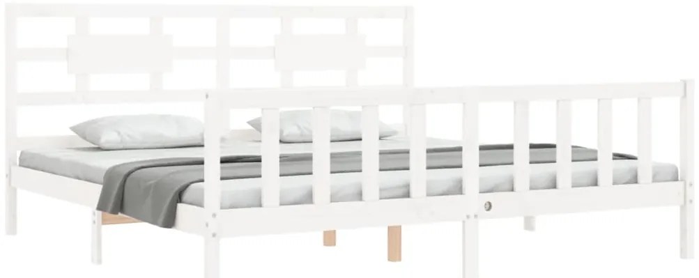 Estrutura cama Super King Size c/ cabeceira madeira branco
