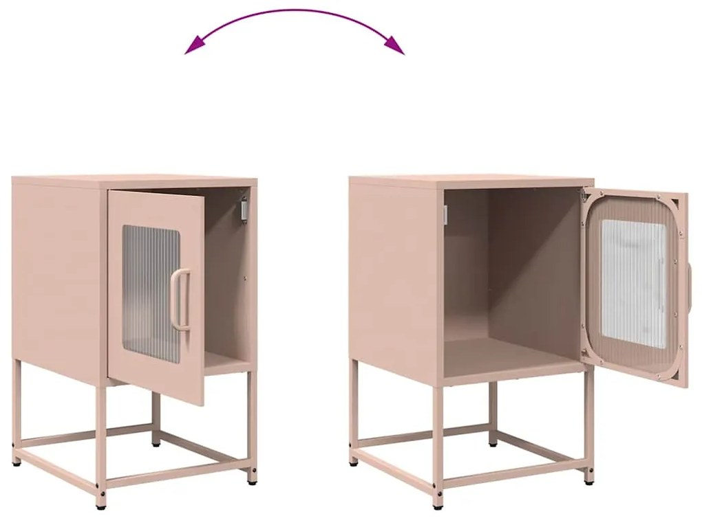 Mesa de cabeceira 36x39x60,5 cm aço laminado a frio rosa