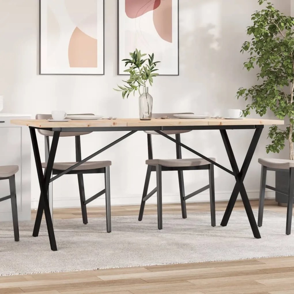 Mesa de jantar estrutura em X 140x80x75,5cm pinho/aço