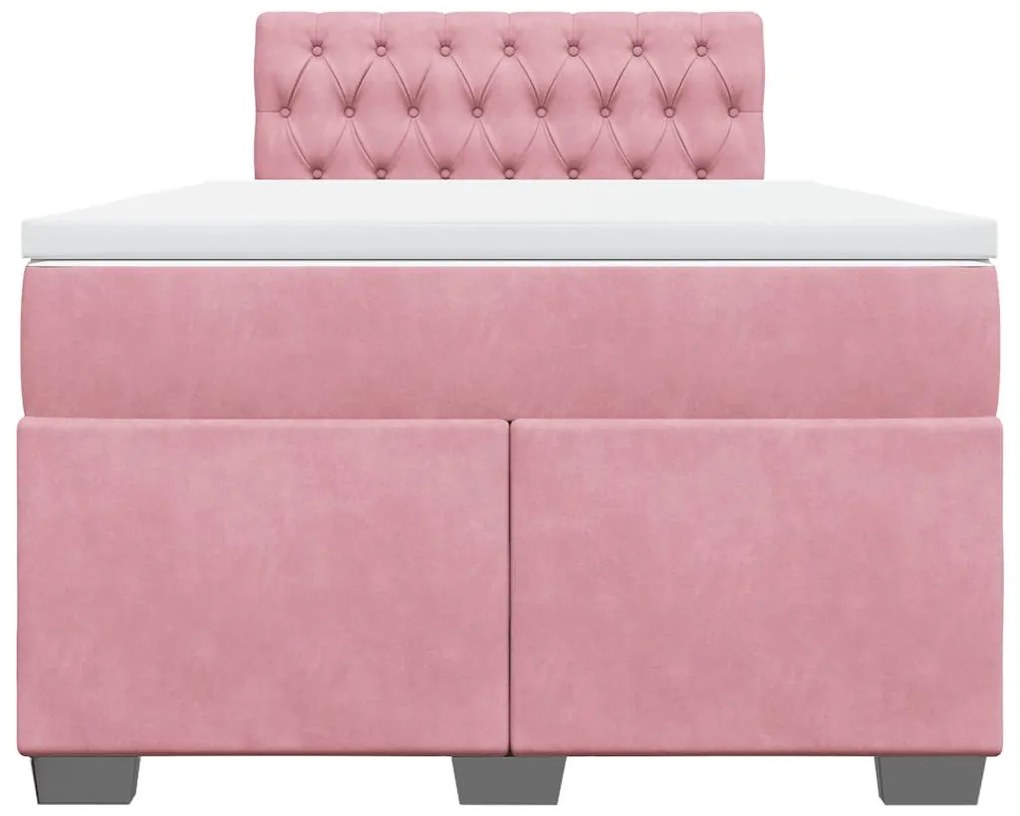 Cama boxspring com colchão 120x190 cm veludo rosa