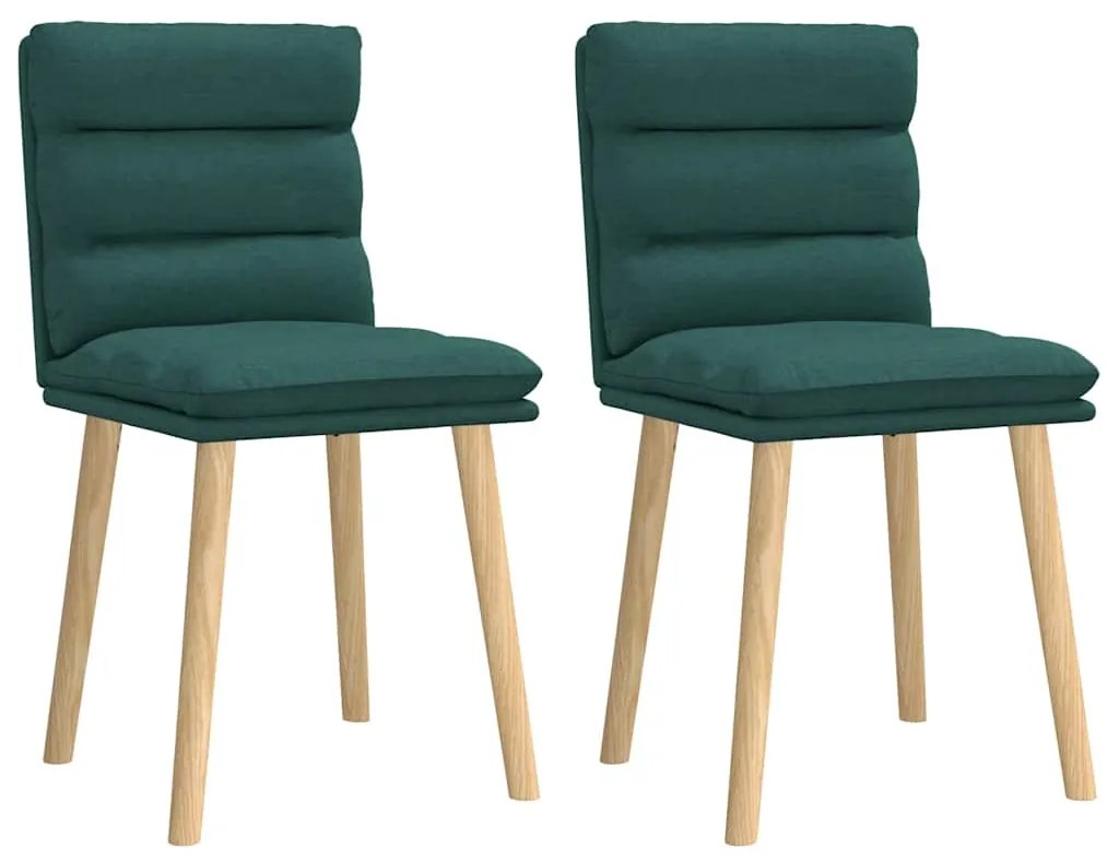 Cadeiras de jantar 2 pcs tecido verde-escuro