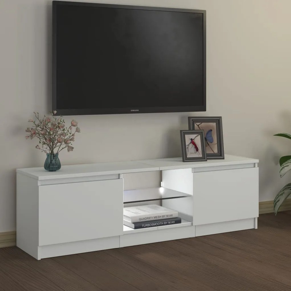 Móvel de TV Vinici com Luzes LED de 120cm - Branco - Design Moderno