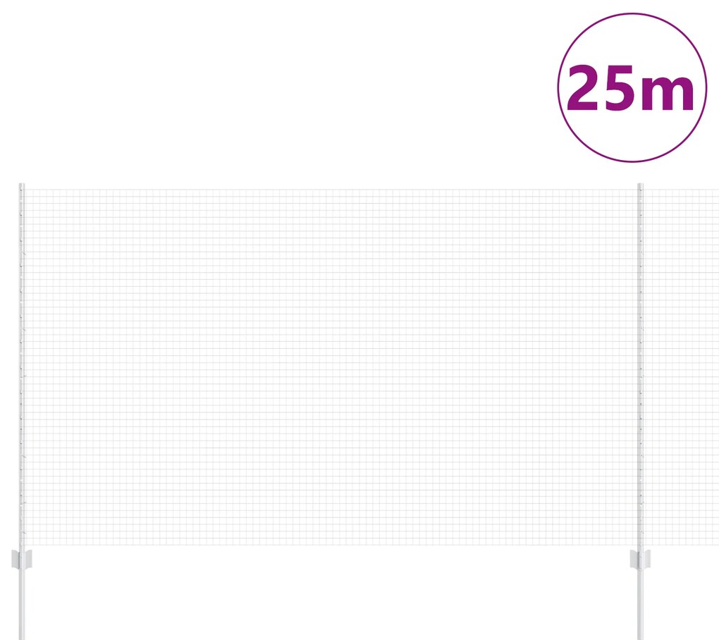 Cerca de Arame Soldado com 22 Postes U Prata 1.4x25 m Aço