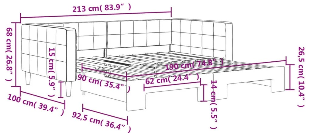 Sofá-cama com gavetão 90x190 cm veludo cinzento-escuro