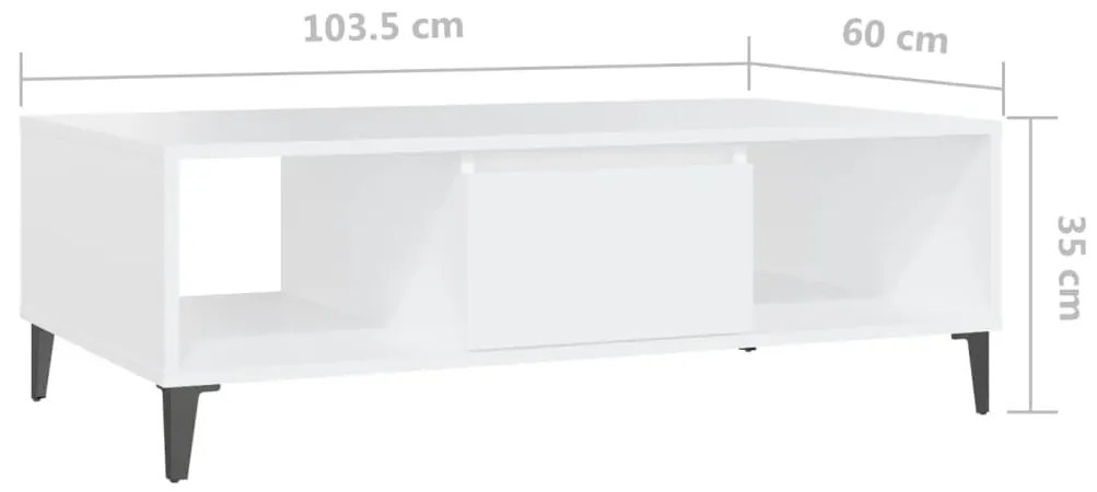 Mesa de centro 103,5x60x35 cm derivados de madeira branco