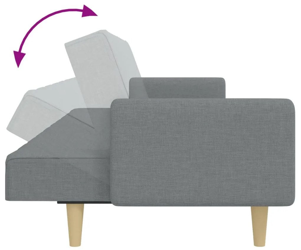 Sofá-cama de 2 lugares c/ apoio de pés tecido cinzento-claro