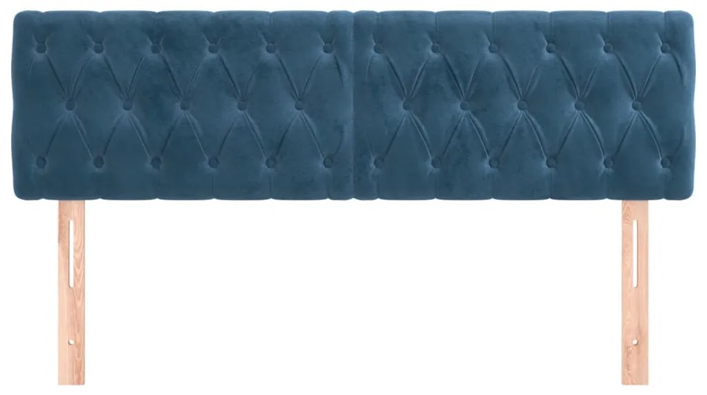 Cabeceira de cama 2 pcs veludo 72x7x78/88 cm azul-escuro