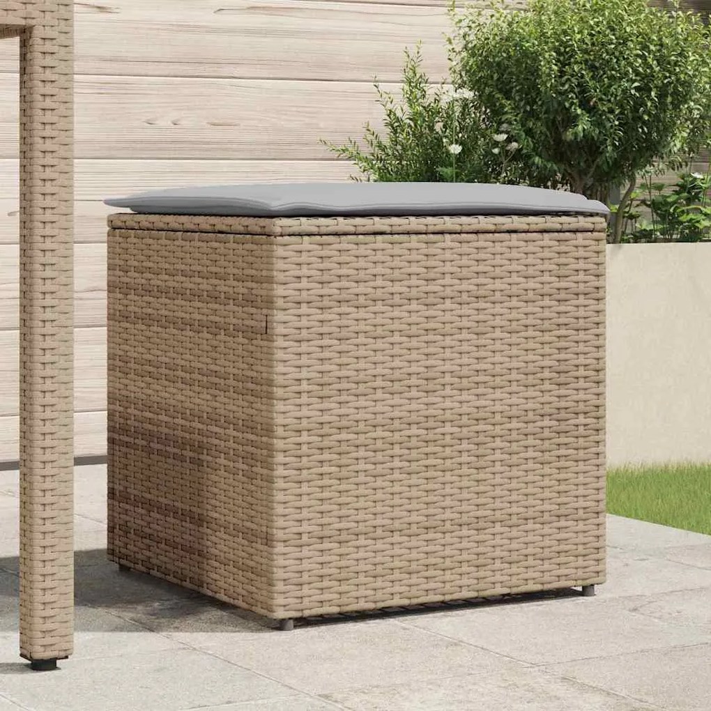 Caixa de Armazenamento ao Ar Livre Bege Rattan Sintético Média