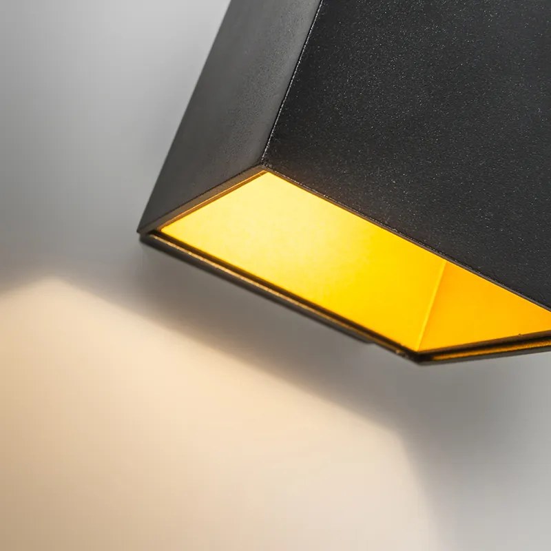 Candeeiro de parede design preto/dourado com LED - Caja