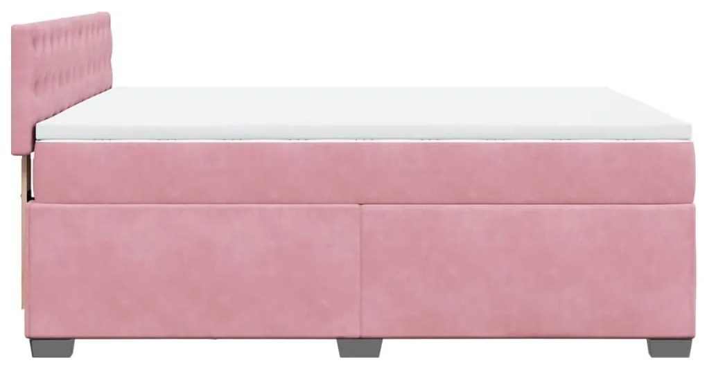 Cama com molas/colchão 140x200 cm veludo rosa-escuro