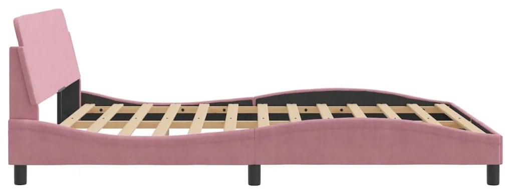 Estrutura cama c/ cabeceira sem colchão 160x200 cm veludo rosa