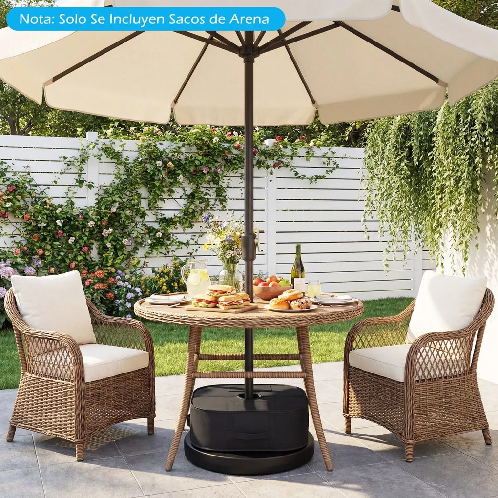 Saco de areira quadrado para base de guarda-sol 47 x 47 x 16 cm, impermeável, abertura lateral, fivelas, alça dobrável e removível, para pátio, praia