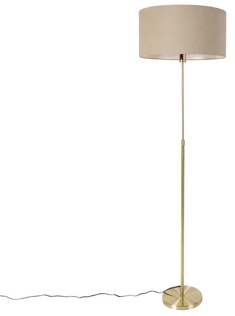 Candeeiro de chão regulável dourado com abajur castanho claro 50 cm - Parte Design