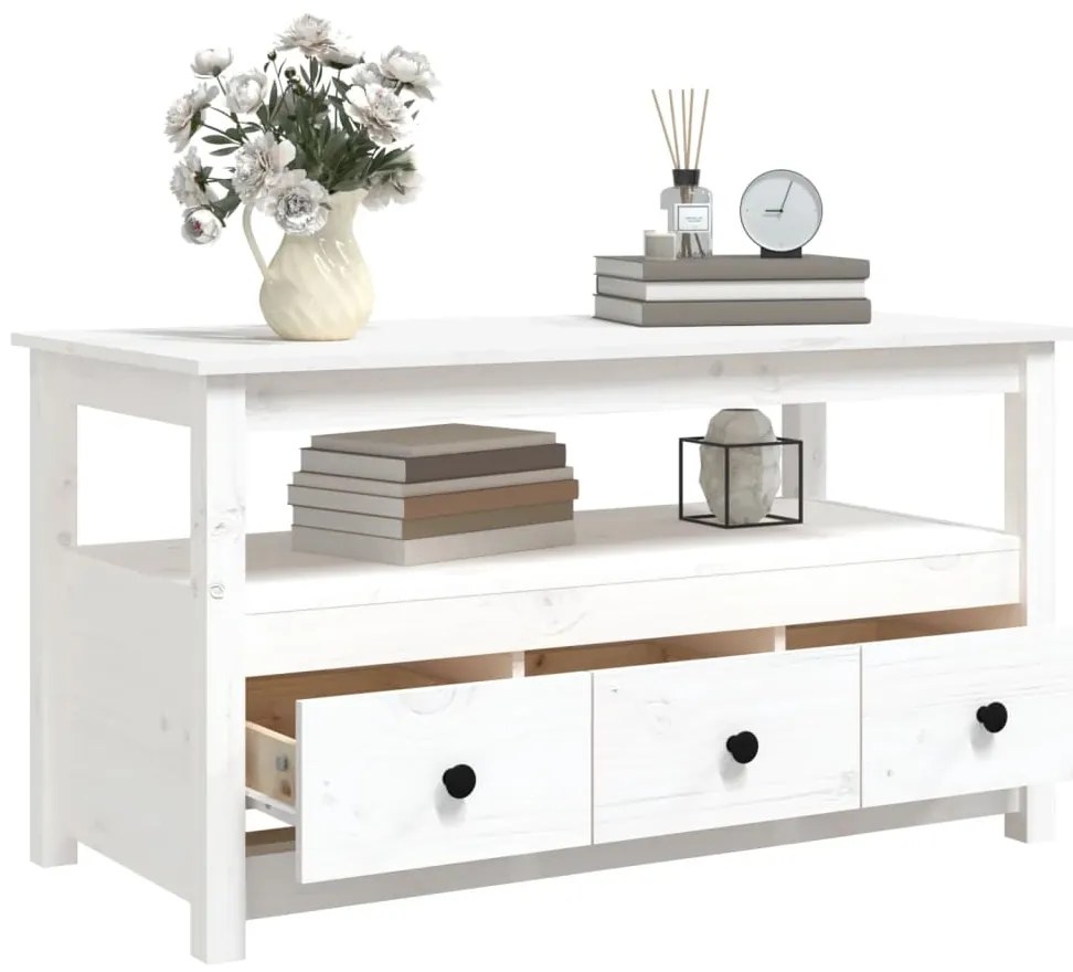 Mesa de centro 102x49x55 cm pinho maciço branco