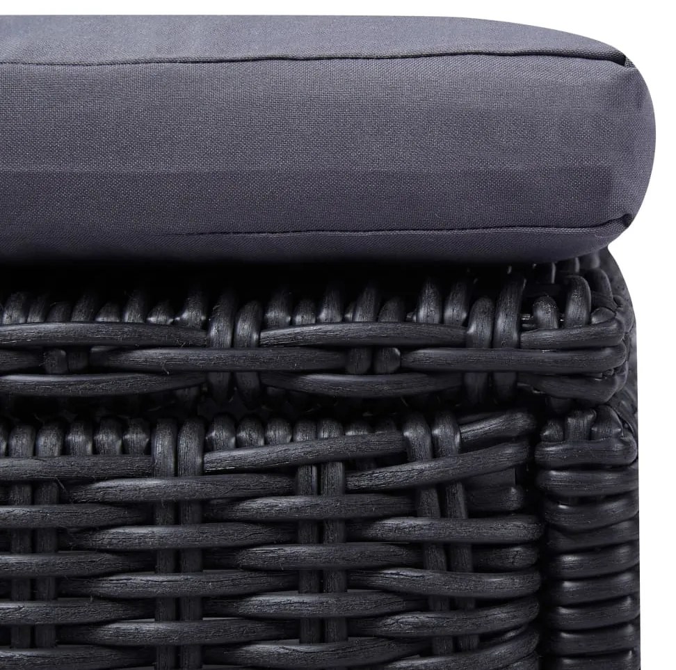 Espreguiçadeira em vime PE preto e cinzento-escuro