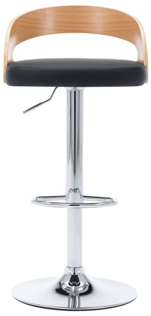 Bancos de bar 2 pcs couro artificial preto e madeira curvada