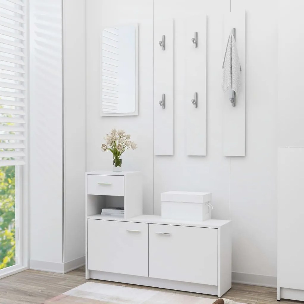 vidaXL Unidade de corredor 100x25x76,5 cm contraplacado branco