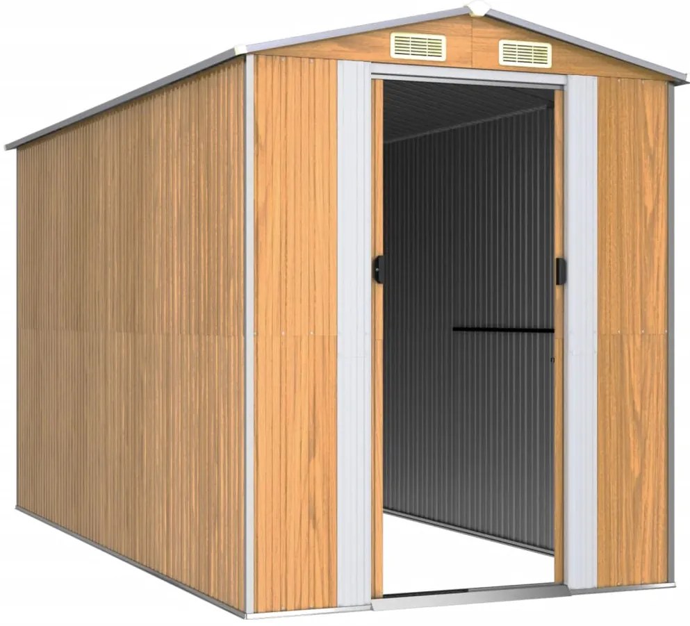 Abrigo de jardim 192x357x223 cm aço galvanizado castanho