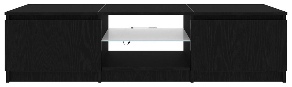 Gabinete de TV vidaXL com Luzes LED em Madeira de Carvalho Preto 140x4