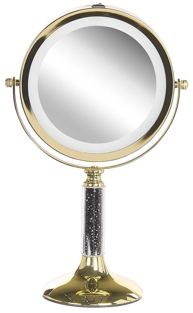 Espelho de maquilhagem preto e dourado com LED ø 18 cm BAIXAS Beliani