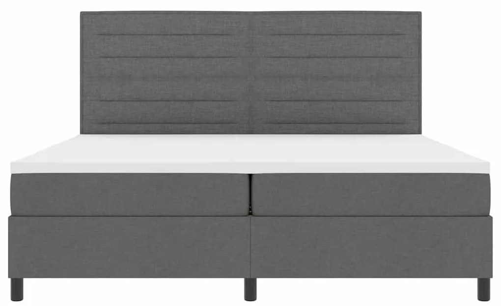 Cama Box com Colchão e LED na Cor Cinza Escuro, 200x200 cm Tecido
