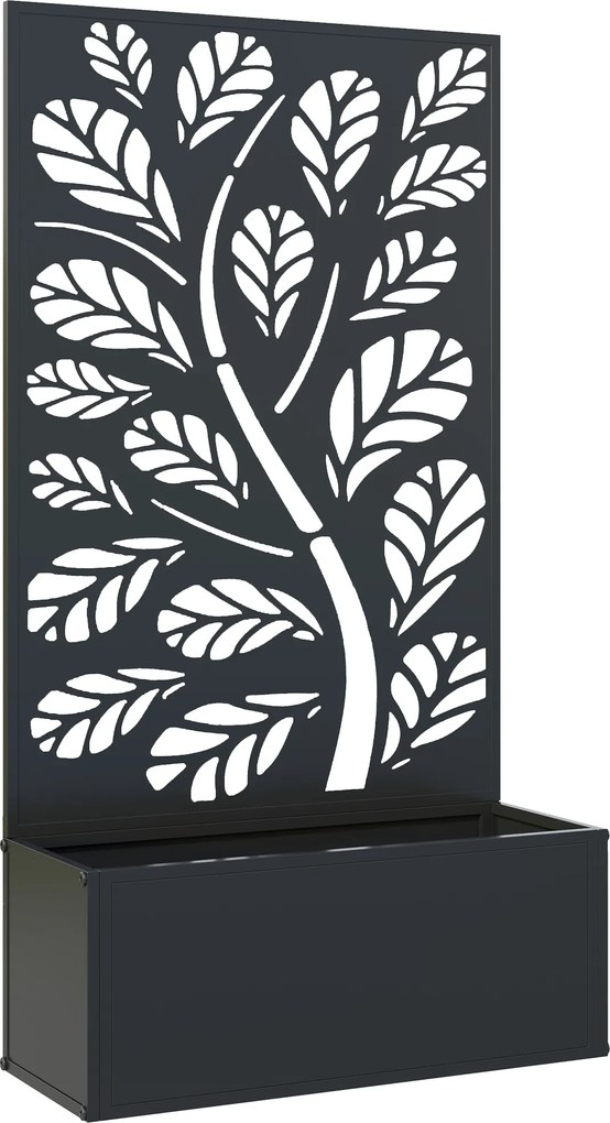 Outsunny Jardineira com biombo treliça para Planta Trepadeira, vaso de Flores - dim. 61L x 23l x 113H cm | Aosom Portugal