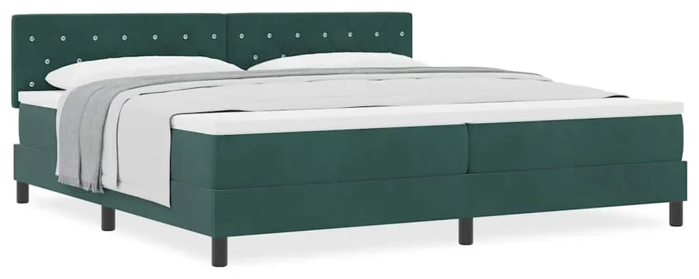 Cama Box Spring com Colchão verde escuro 200x200 cm de Veludo