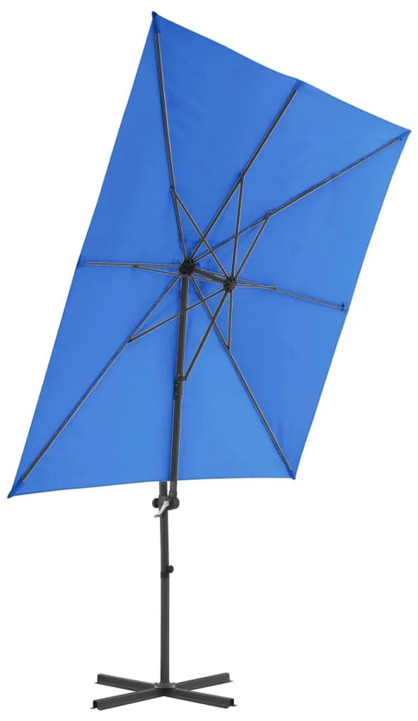 Guarda-sol cantilever com poste de aço 250x250 cm azul ciano