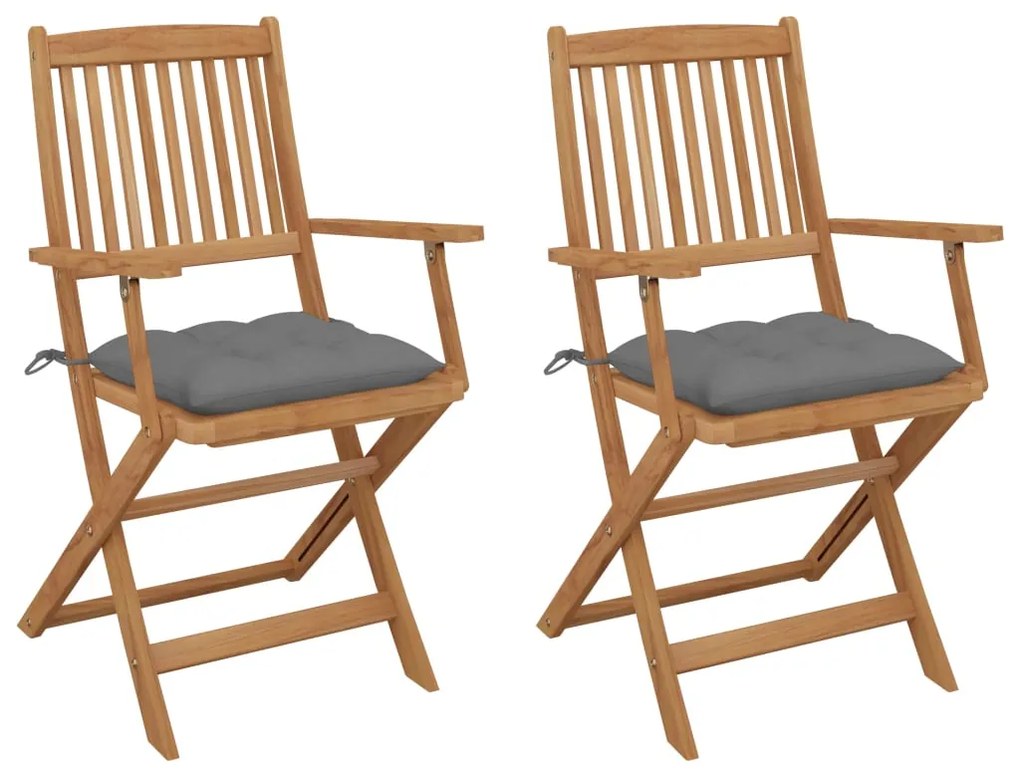 Cadeiras de jardim dobráveis c/ almofadões 2 pcs acácia maciça