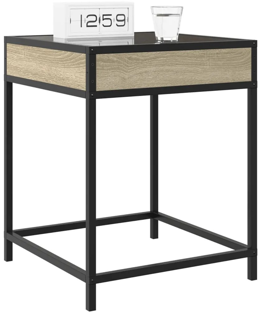 Mesa de cabeceira c/ LED Infinity 40x40x51 cm carvalho sonoma